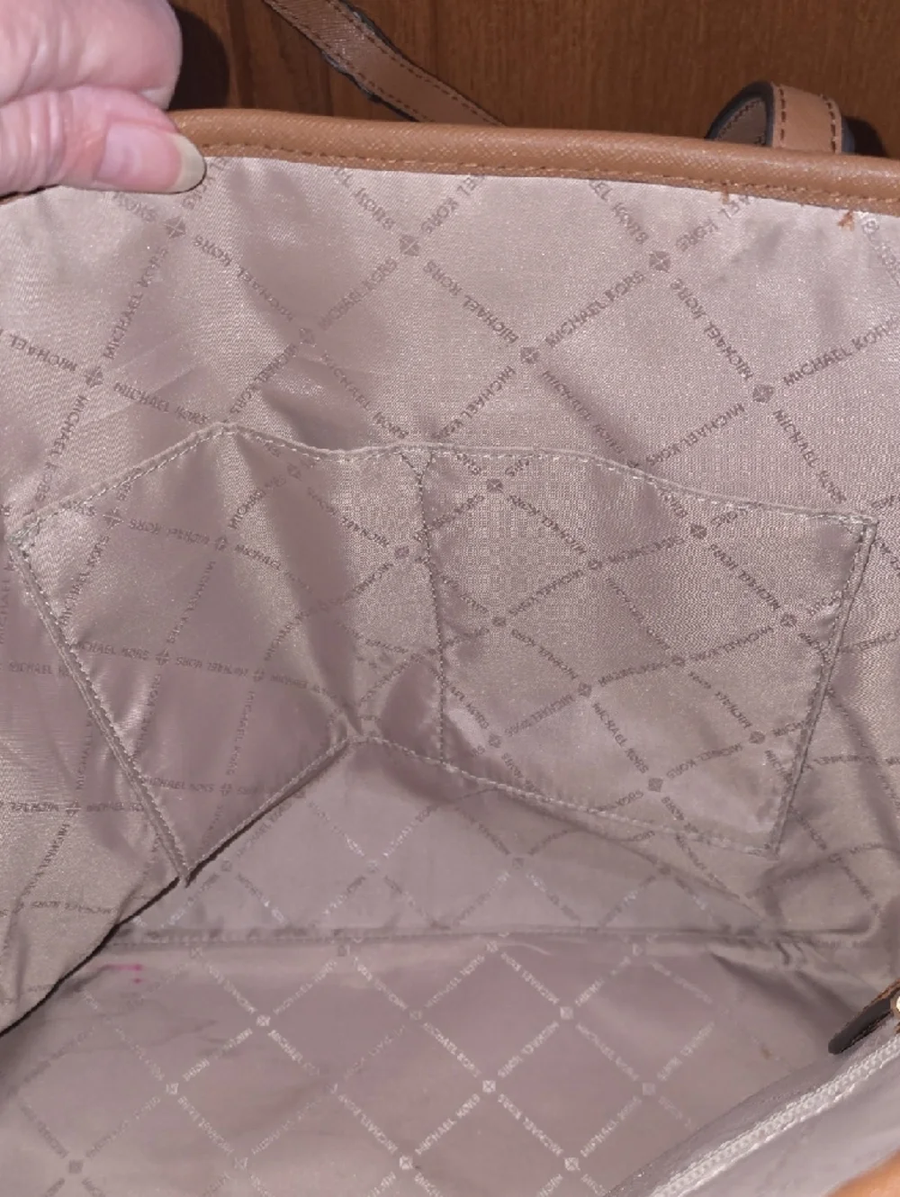 Michael Kors Brown Jet SetTote with Tan Trim and Gold Hardware